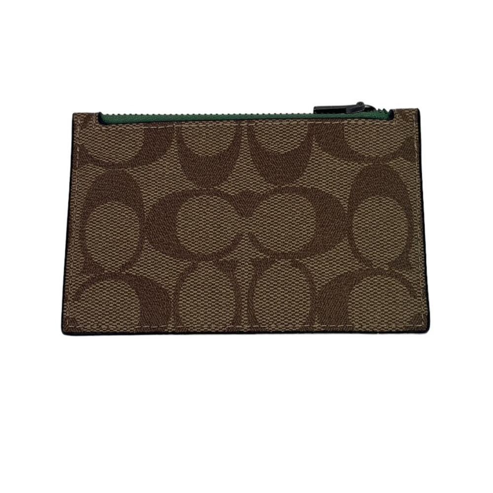 Coach Zip Card Case In Signature Canvas